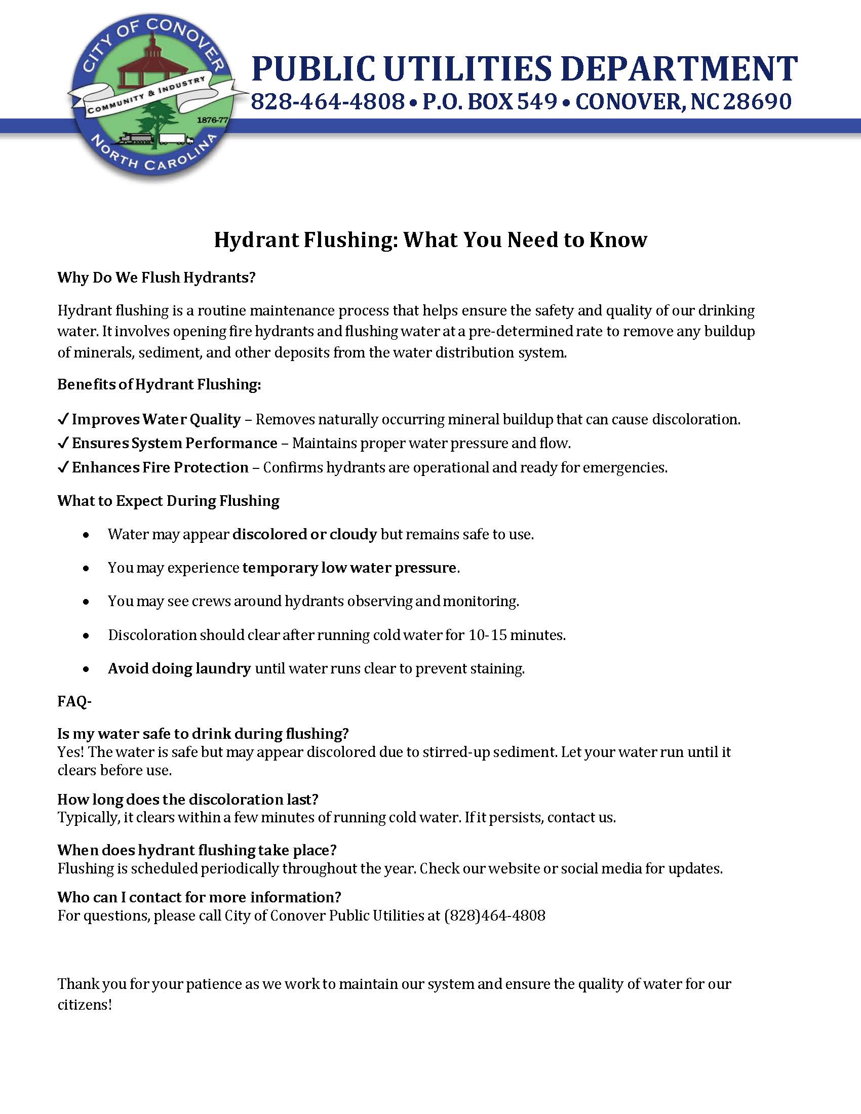 2025 - Hydrant Flushing FAQ