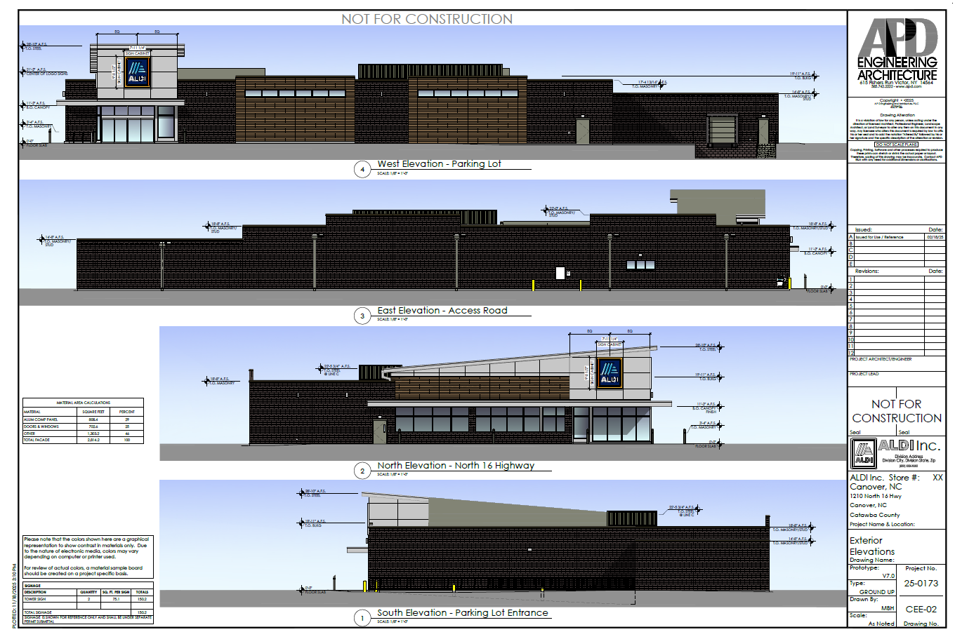 Rezoning 25-11 1210 N NC 16 Hwy Aldi Elevations